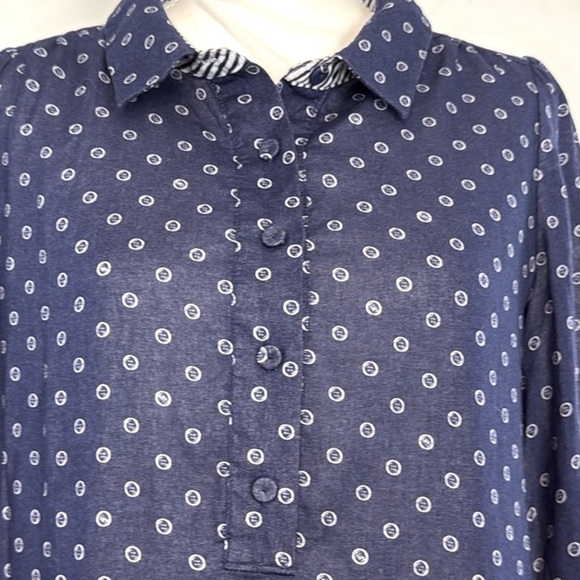 Lily Pulitzer Navy Blue and White Davie Button Print Shirt Dress. Size 6. - Picture 3 of 11